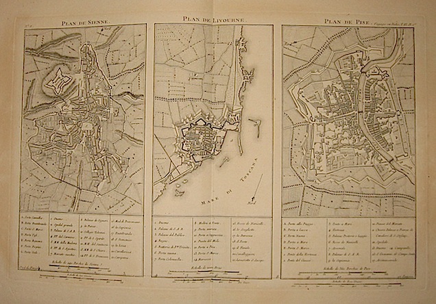 Lalande (de) Joseph Jerome Plan de Sienne. Plan de Livourne. Plan de Pise. 1790 Parigi 